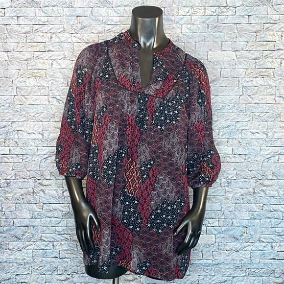 a.n.a Tops - a.n.a Sheer Floral Blouse with Black Cami Women's Size Medium 3-4 Sleeve